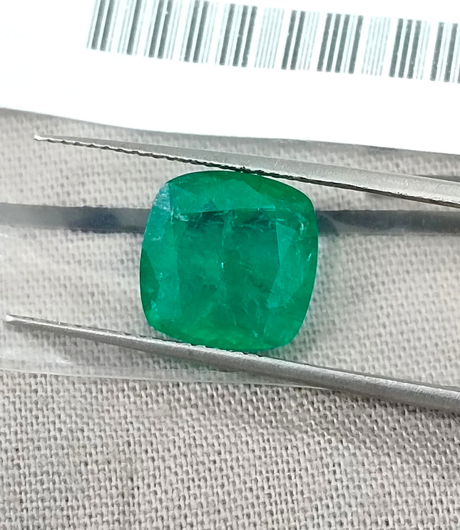 2.79ct Emerald Natural Spring Green GSI Certified Cushion Cut Loose Gemstone