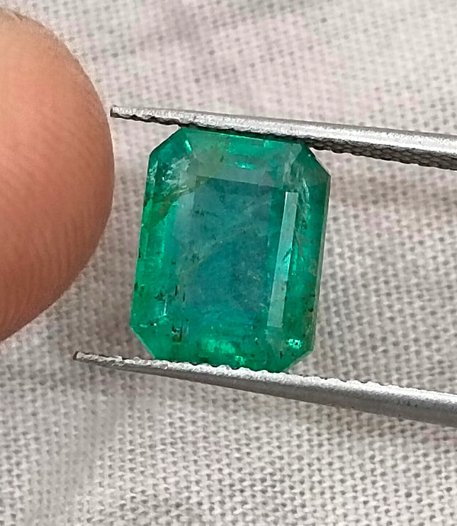 3.03ct Zambian Emerald, Certified Medium Green Octagon Cut Loose Gemstone