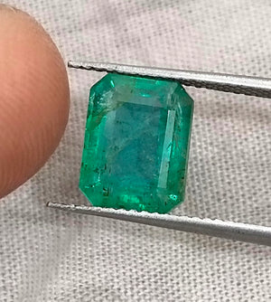3.03ct Zambian Emerald, Certified Medium Green Octagon Cut Loose Gemstone