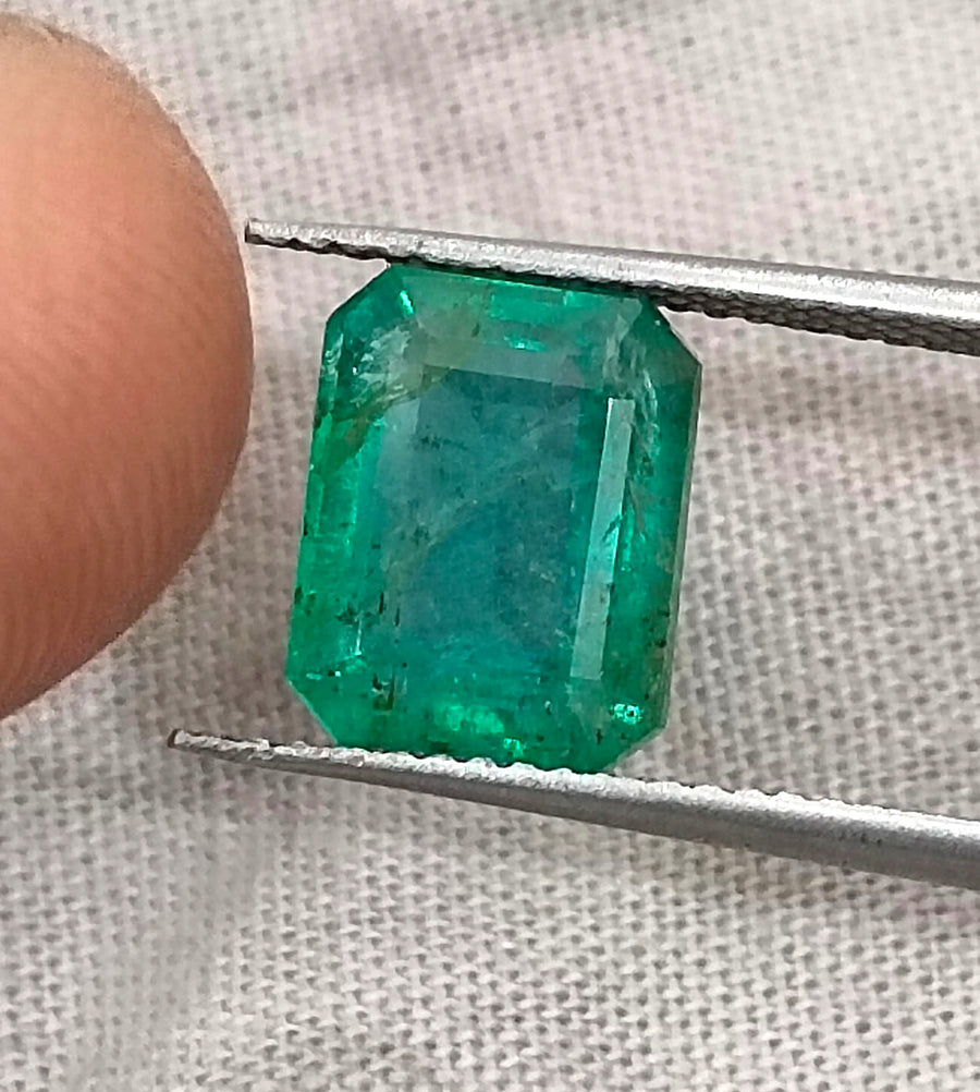 3.03ct Zambian Emerald, Certified Medium Green Octagon Cut Loose Gemstone
