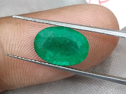 2.48ct Certified Zambian Emerald Natural Medium Deep Velvet Green Oval Cut Loose Gemstone