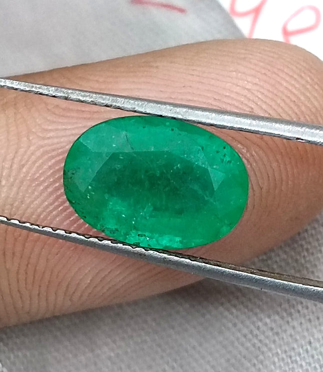 2.48ct Certified Zambian Emerald Natural Medium Deep Velvet Green Oval Cut Loose Gemstone