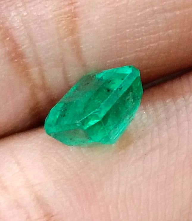 1.60ct Zambian Emerald, Natural Certified Medium Sea Green Octagon Cut Loose Gemstone