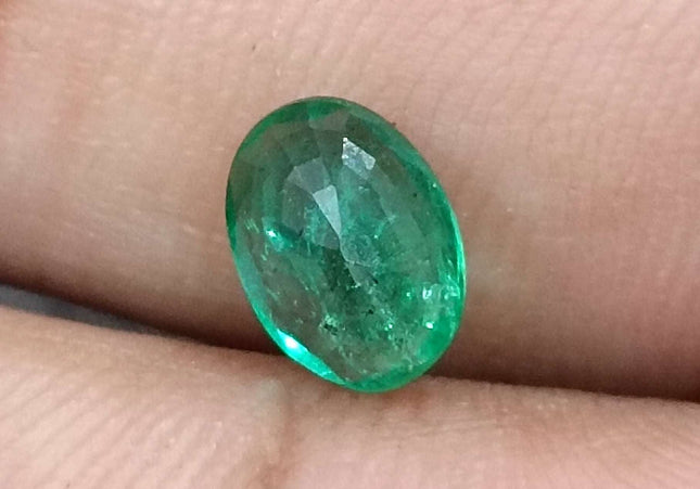 GSI Certified 1.02ct Vivid Green Zambian Emerald Minor Oiled Loose Gemstone