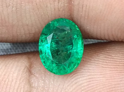Zambian Emerald 1.82ct Vivid Medium Deep Green Oval Cut Loose Gemstone