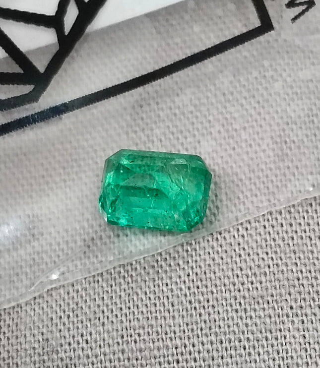 GSI Certified 1.37ct Panjshir Emerald Medium Intense Green Natural Earth Mined Gemstone