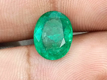 3.05ct Emerald Natural Zambia Medium Deep Green Oval Cut Loose Gemstone