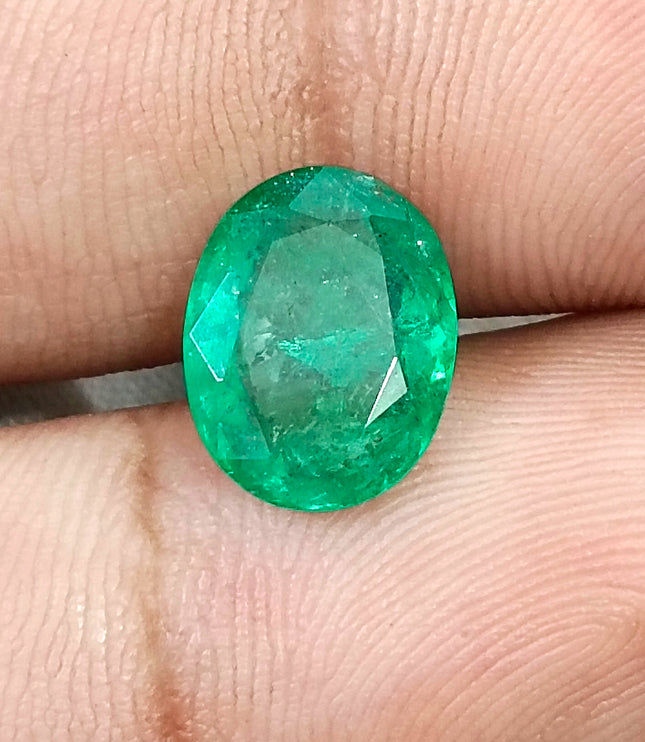 3.05ct Emerald Natural Zambia Medium Deep Green Oval Cut Loose Gemstone