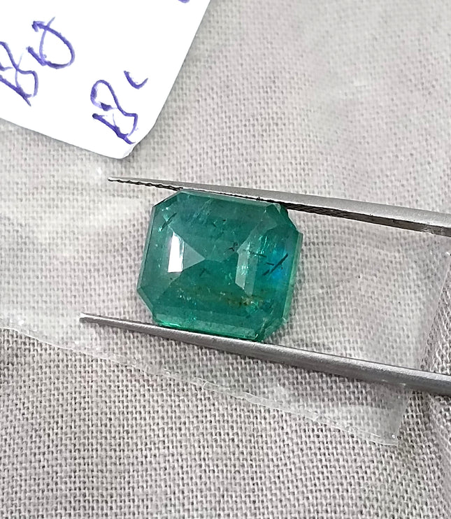 6.18ct Natural Emerald AGRL Certified Medium Deep Velvet Green Octagon Cut Gemstone