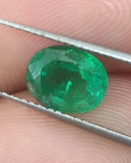 GSI Certified Vivid medium deep Green Swat Emerald Minor Oiled Loose Gemstone