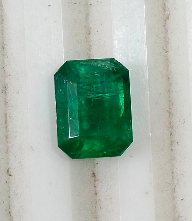 Vivid Deep Green 1.96ct Natural Zambian Emerald Certified Octagon Cut Gemstone