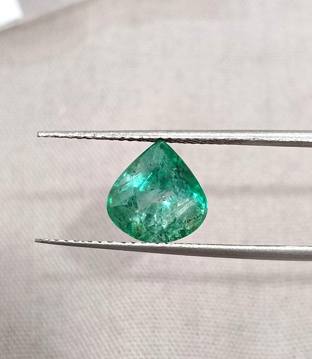 2.44ct Natural Emerald SGL Certified Pear Cut Sparkling Medium Deep Green Gemstone