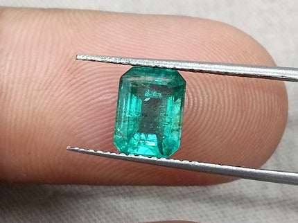 1.38ct Natural Emerald SGL Certified Zambian Medium Slightly Bluish Green Octagon Gemstone