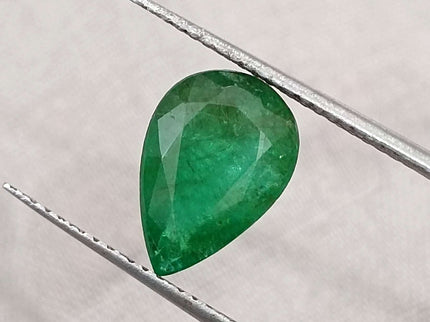 Zambian Emerald 2.31ct Certified Natural Deep Green Pear Cut Stone
