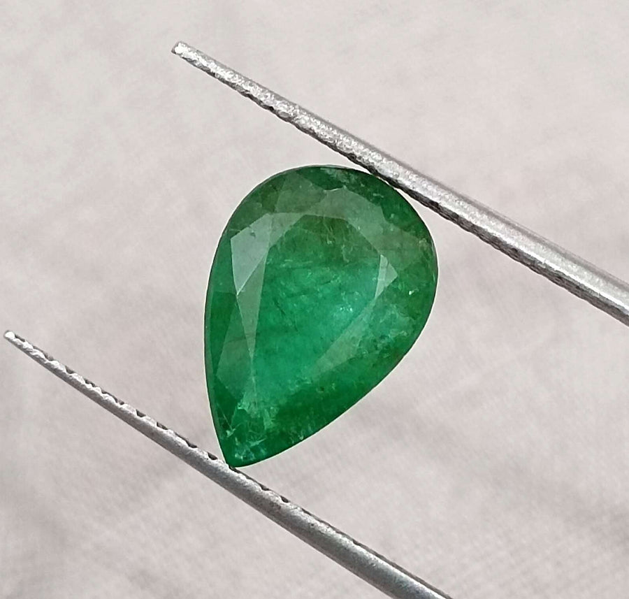Zambian Emerald 2.31ct Certified Natural Deep Green Pear Cut Stone