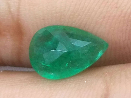 3.25ct Zambian Emerald, Certified Natural Velvet Green Pear Cut Loose Stone