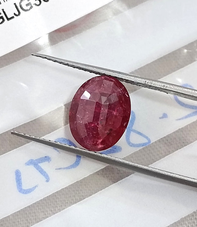 2.82ct Unheated Natural Ruby SGL Certified Mozambique Purplish Red Oval Cut Loose Gemstone