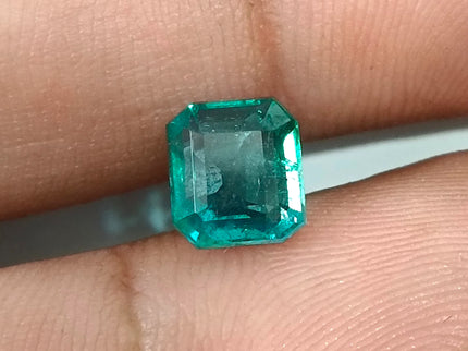 2.07ct Natural Emerald GSI Certified Blue Green Octagon Cut Gemstone