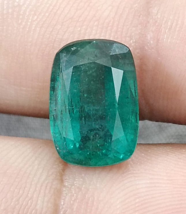 Zambian Emerald 7.34ct Deep Green Cushion Cut Natural Loose Stone
