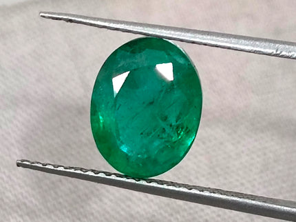Zambian Emerald 2.67ct Certified Natural Deep Vivid Green Oval Cut Loose Gemstone