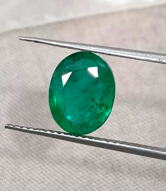 Zambian Emerald 2.67ct Certified Natural Deep Vivid Green Oval Cut Loose Gemstone