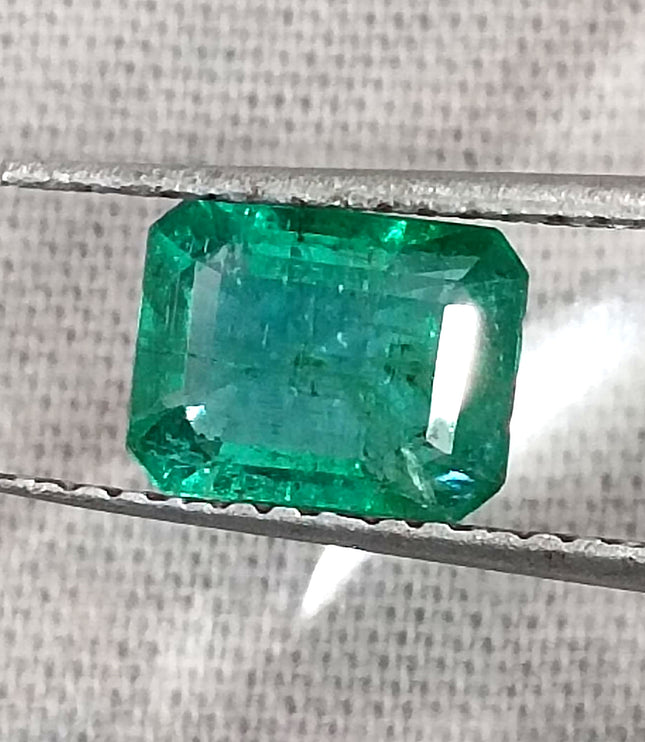 Zambian Emerald 1.27ct Quality Deep green Natural Emerald Cut Gemstone