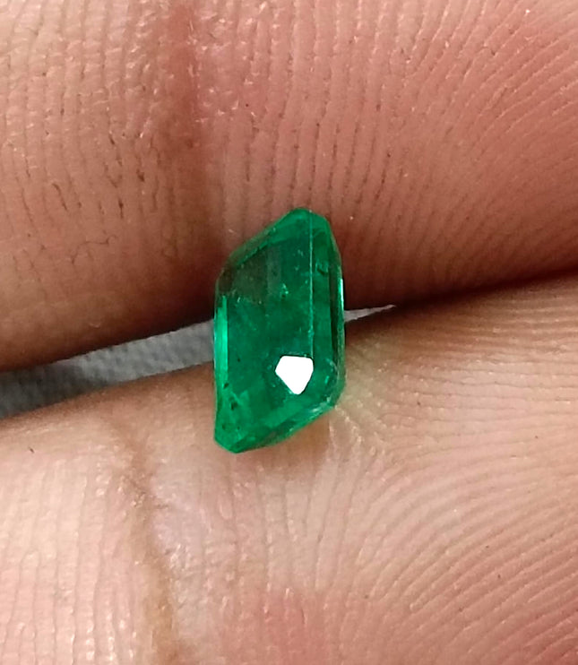 Vivid Green Zambian Emerald 0.98ct Natural Certified Octagon Cut Loose Gemstone