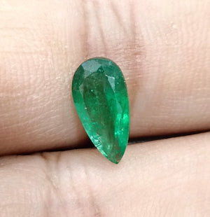 1.81ct Natural Emerald SGL Certified Vivid Velvet Green Zambia Pear Cut Stone