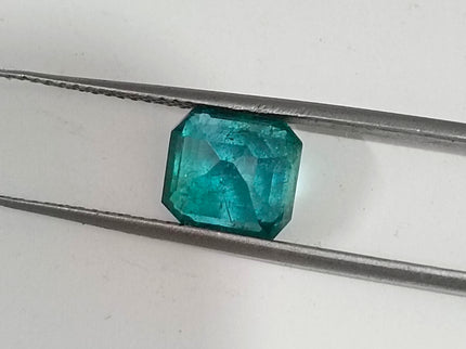 2.07ct Natural Emerald GSI Certified Blue Green Octagon Cut Gemstone