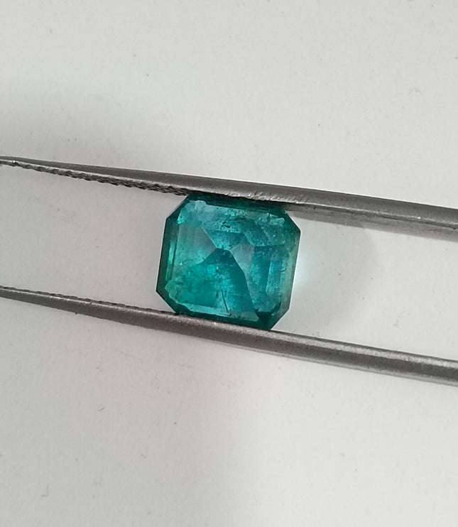 2.07ct Natural Emerald GSI Certified Blue Green Octagon Cut Gemstone
