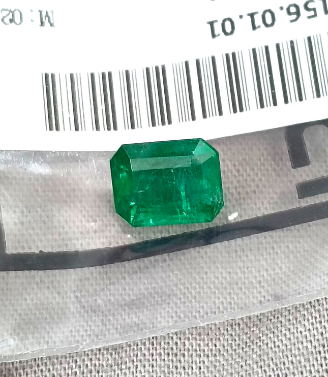 Vivid Deep Green 1.96ct Natural Zambian Emerald Certified Octagon Cut Gemstone