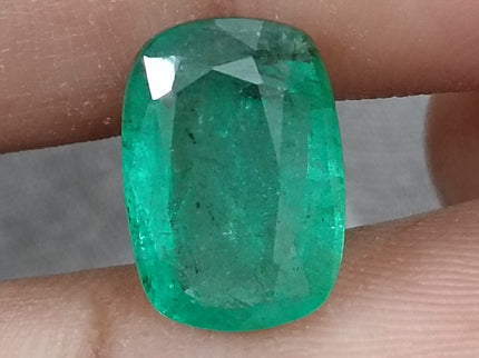 4.87ct Zambian Emerald, Deep Green Cushion Cut Loose Gemstone