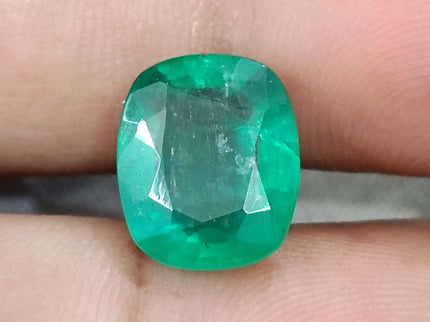 Natural Emerald 6.29ct Certified Cushion Cut Medium Deep Green Loose Gemstone