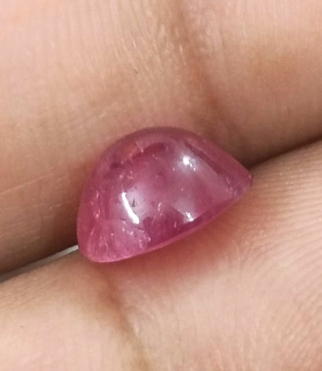4.32ct Cabochon Cut Certified Natural Red African Ruby Unheated Gemstone