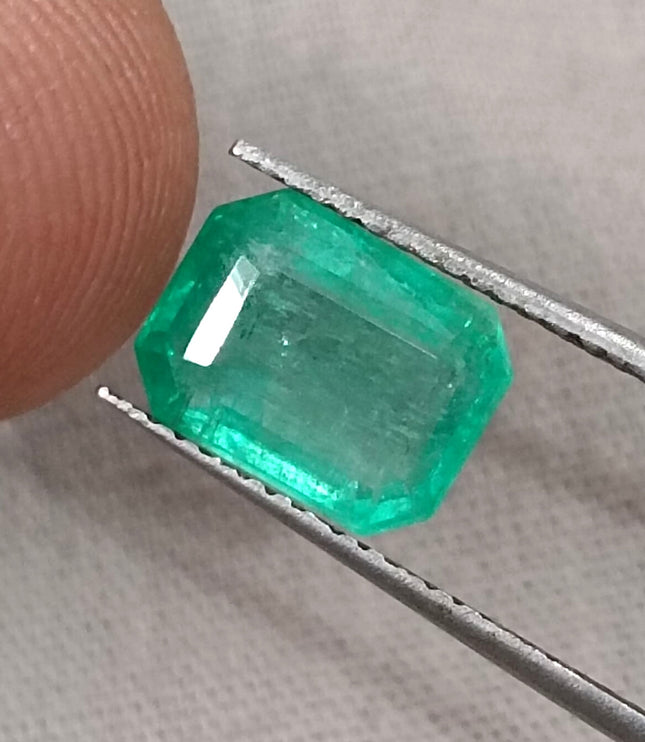 Natural Zambian Emerald 2.14ct Medium Light Green Octagon Cut Loose Gemstone