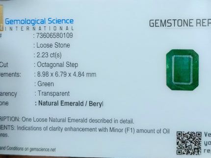 Zambian Emerald 2.23ct Certified Natural Medium Deep Green Octagon Cut Loose Gemstone