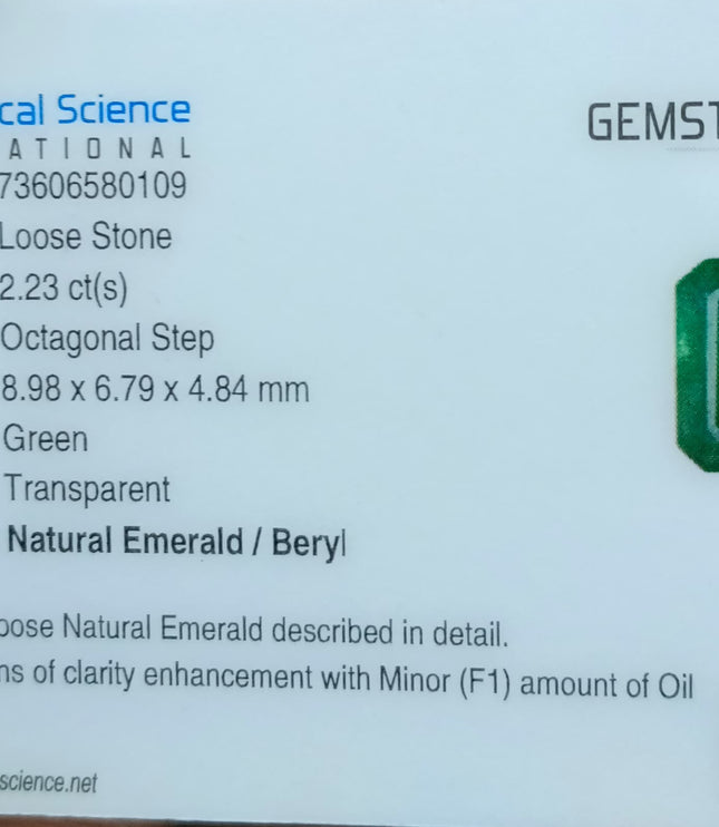 Zambian Emerald 2.23ct Certified Natural Medium Deep Green Octagon Cut Loose Gemstone