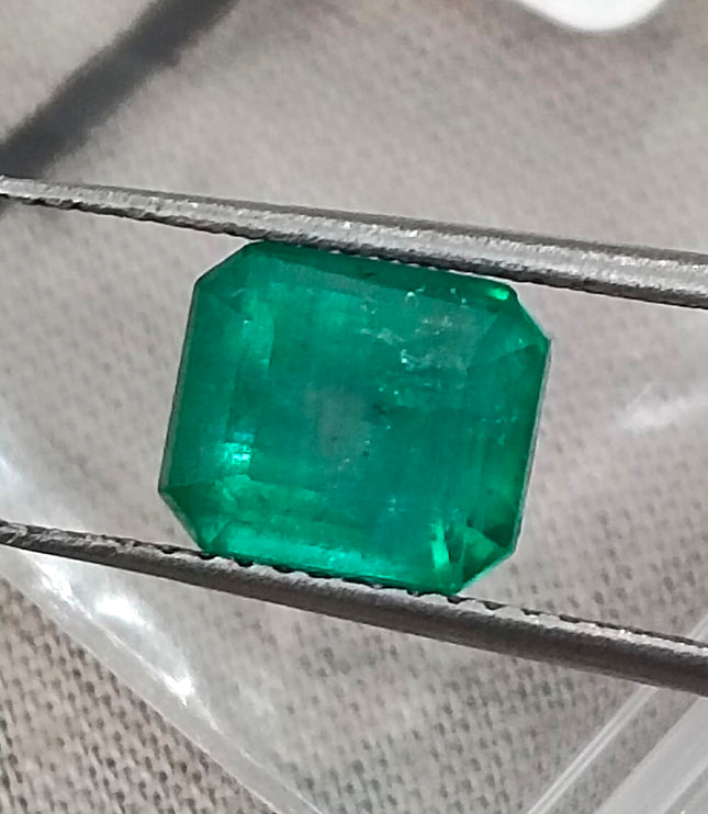 2.15ct Zambian Emerald, Certified Natural Medium Green Octagon Cut Gemstone