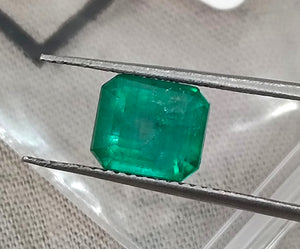 2.15ct Zambian Emerald, Certified Natural Medium Green Octagon Cut Gemstone