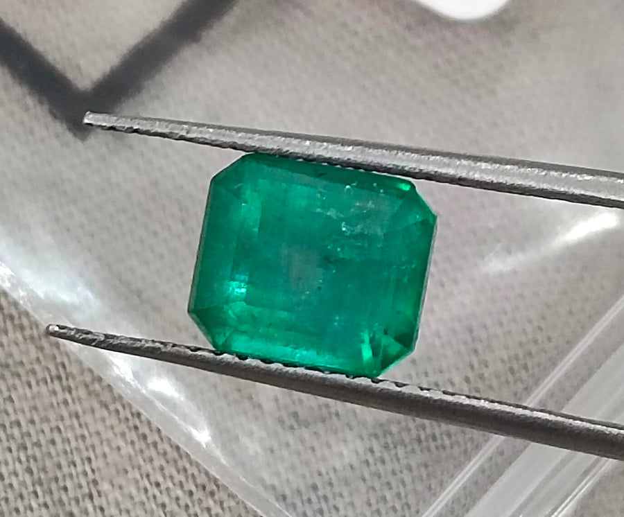 2.15ct Zambian Emerald, Certified Natural Medium Green Octagon Cut Gemstone