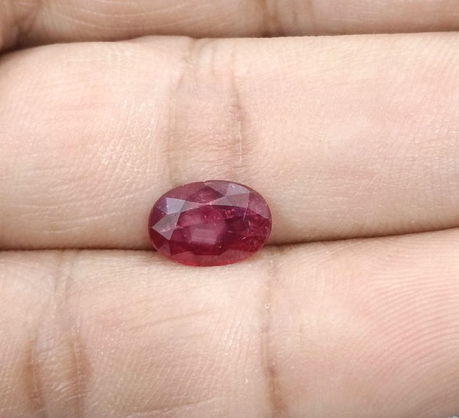 2.16ct Untreated Mozambique Natural Ruby SGL Certified Rasberry Red Oval Gemstone