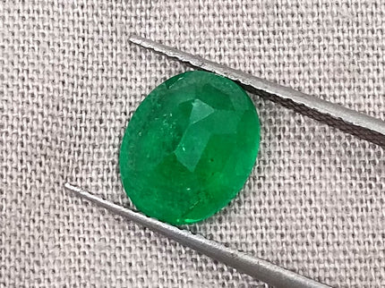 Vivid Green 1.95ct Zambian Emerald, Certified Natural Oval Cut Loose Stone