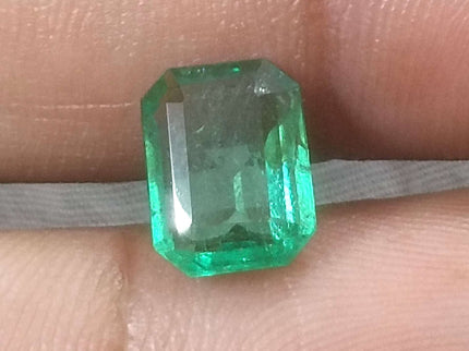 2.35ct Certified Zambian Natural Emerald Medium Bright Pure Green Octagon Cut Stone