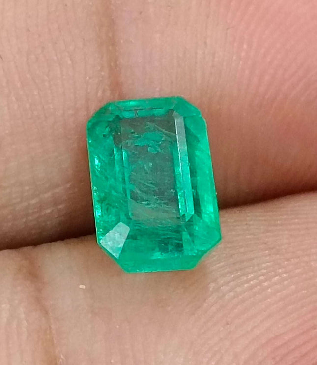 Panjshir Emerald 2.18ct Certified Medium Light Green Octagon Cut Loose Gemstone