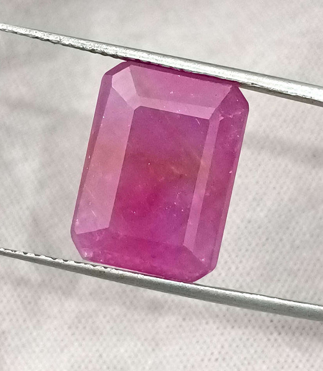 African Ruby 10.80ct Natural Certified Untreated Emerald Cut Loose Gemstone