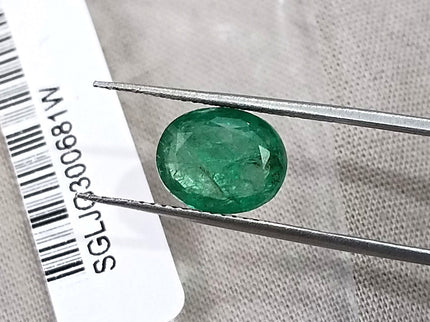 Emerald Natural Zambia 2.34ct SGL Certified Spring Green Color Oval Cut Loose Gemstone