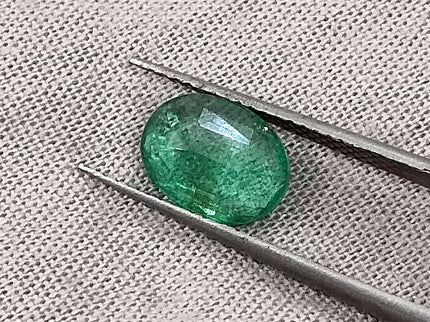 1.60ct Natural Emerald Medium Deep Green GSI Certified Zambian Oval Cut Gemstone