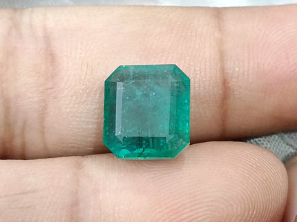 6.18ct Natural Emerald AGRL Certified Medium Deep Velvet Green Octagon Cut Gemstone