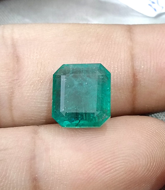 6.18ct Natural Emerald AGRL Certified Medium Deep Velvet Green Octagon Cut Gemstone