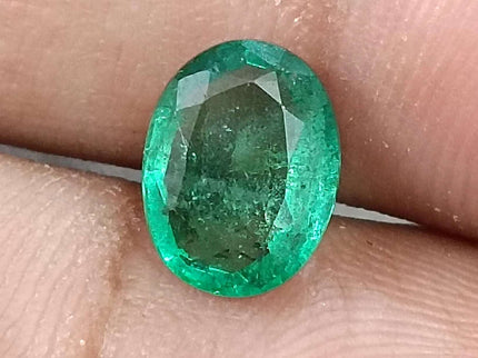1.60ct Natural Emerald Medium Deep Green GSI Certified Zambian Oval Cut Gemstone